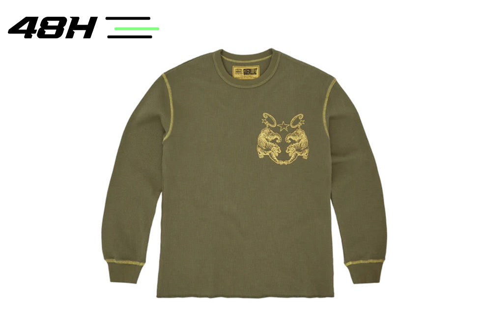 Corteiz TIGER CONTRAST WAFFLE LONGSLEEVE KHAKI - BITE EM
