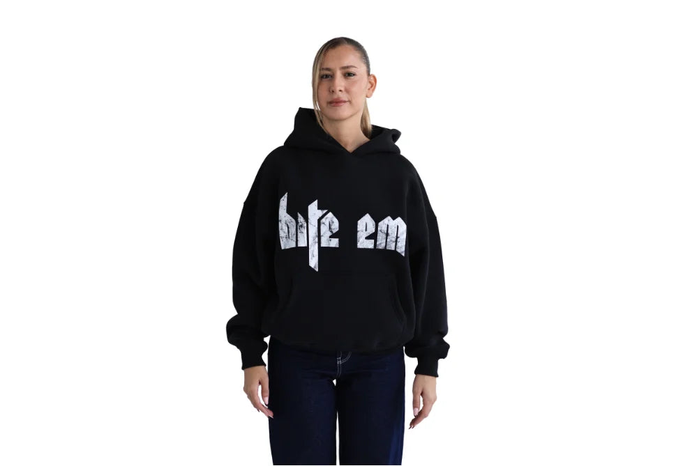 BITE EM Hoodie Washed Black