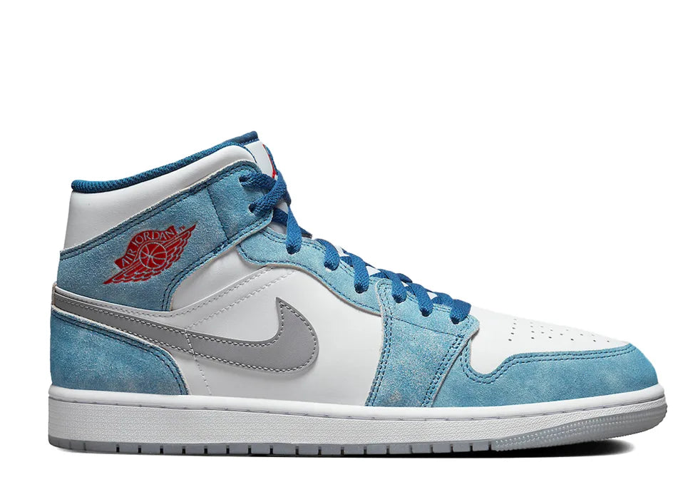 Jordan 1 Mid French Blue Fire Red